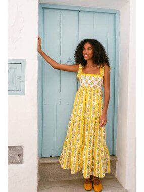 Pink City Prints Buttercup Stripe Athens Dress Size Small